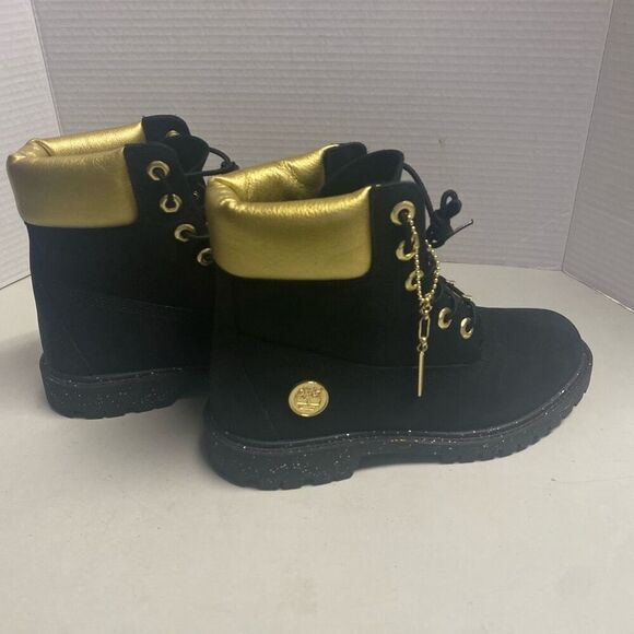 TIMBERLAND Women’s Rebolt  Boot Black Gold Size 6‎ Nubuck Suede Leather Lace Up - Picture 3 of 14